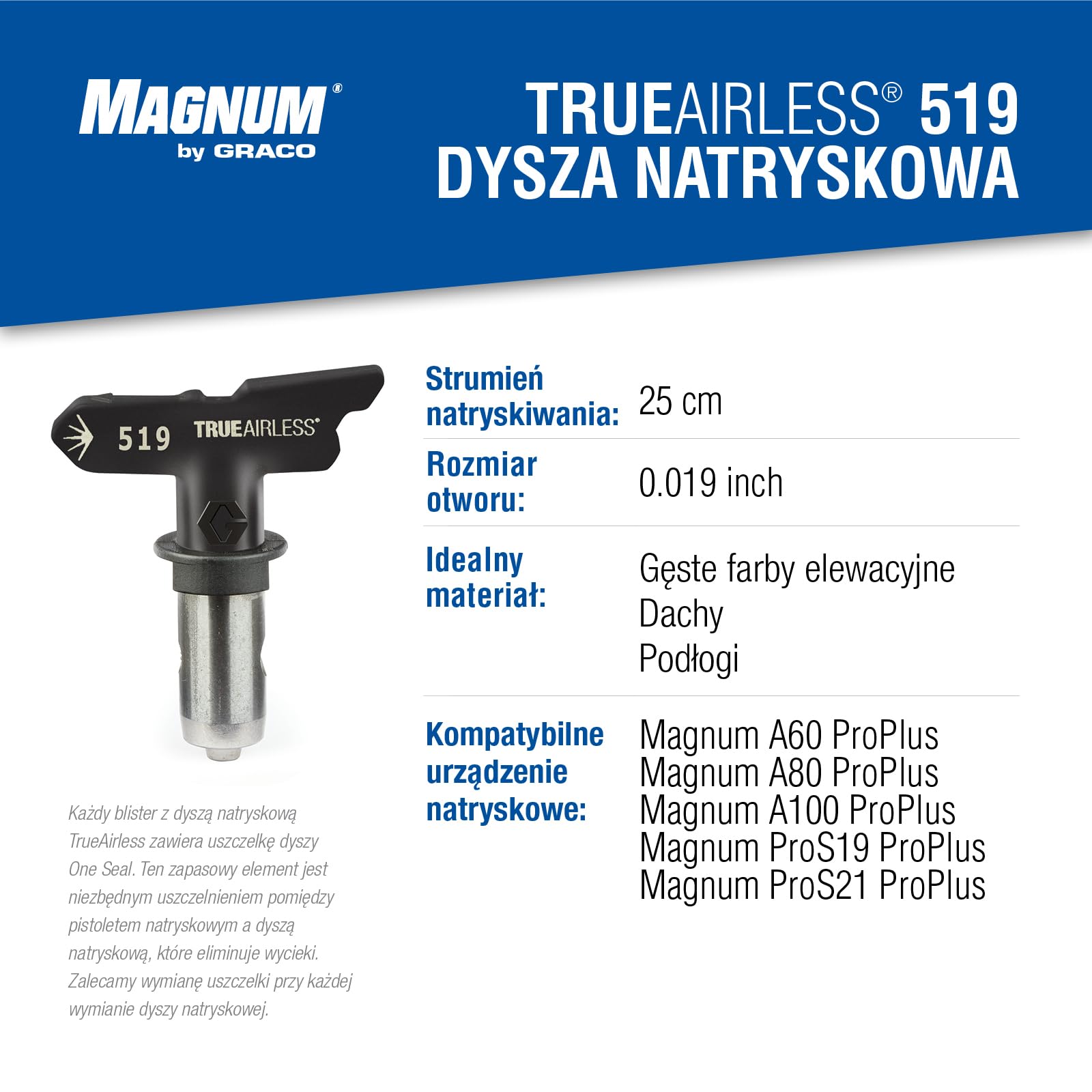 Graco TRA519 Dysza natryskowa TrueAirless 519 – do Magnum A60, A80, A100, ProS19, ProS21