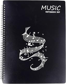 Music Sheet File Folder A4 Size Spiral-Bound Documents Holder Song File Clef Music Organizer 20 Pockets Storage Folder for Musicians Band