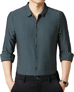 Camisa de manga larga para hombre Primavera Otoño Sin Arrugas Vertical Rayas Formal Negocios Casual