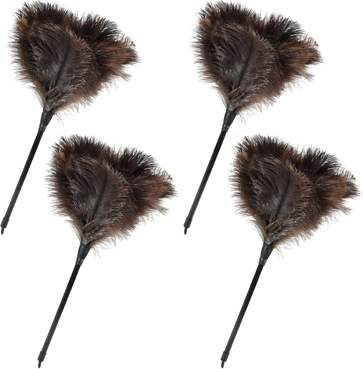 Retractable Feather Duster-Genuine Ostrich Feathers,Anti-Static,Reusable Eco-Friendly Handheld Cleaning for Keyboard,Home,Car,Office(10 to 15 Inches) 6 Pack