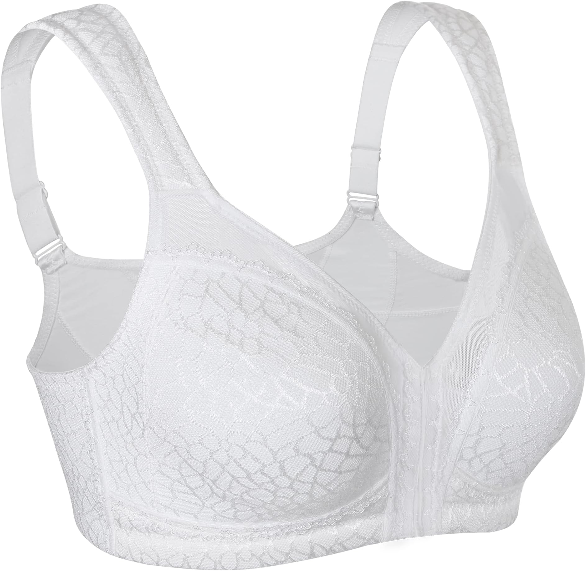 HACIWomen's Floral Lace Bralette 2 Pcs Deep V Neck Racerback Unpadded Wireless Bra