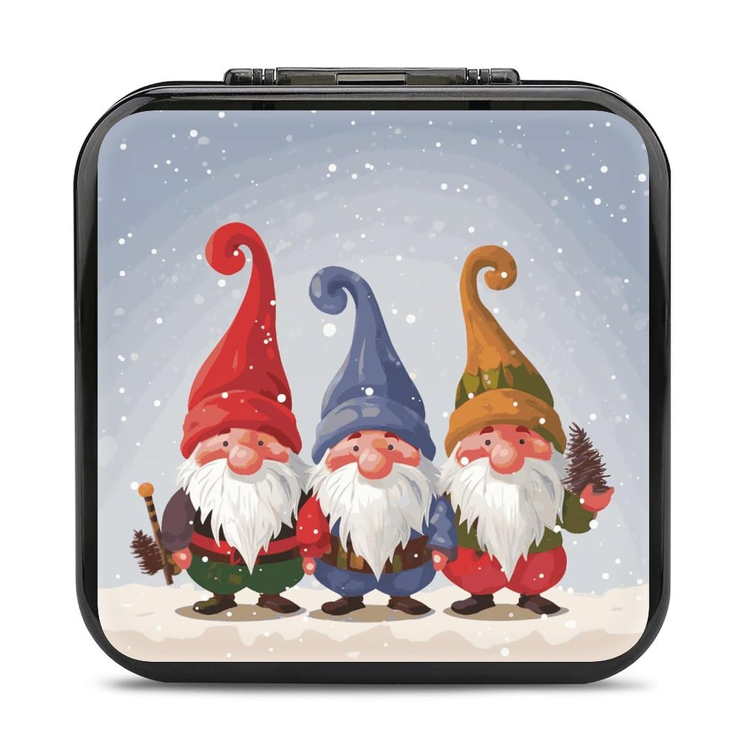 Christmas Winter Gnomes Switch Game Case Switch Game Holder Cartridge Case Storage 24 Games & 2 Micro Sd Card Slots, Travel Carry Cases, Portable Games Card Storage, Hard Shell, Buckle Closure