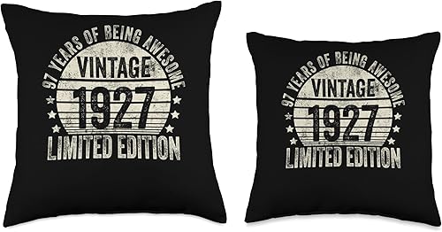 Miniatura 3 de Retro 97th Birthday Gifts Men Women Throw Pillow, 16x16, Multicolor