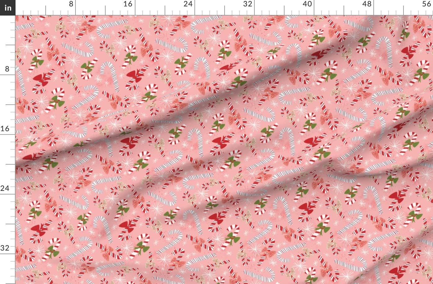 Spoonflower Fabric - Candy Scatter Millennial Pink Christmas Snowflakes Retro Grunge Printed on Organic Cotton Sateen Fabric by The Yard - Sewing Quilting Apparel Home Decor