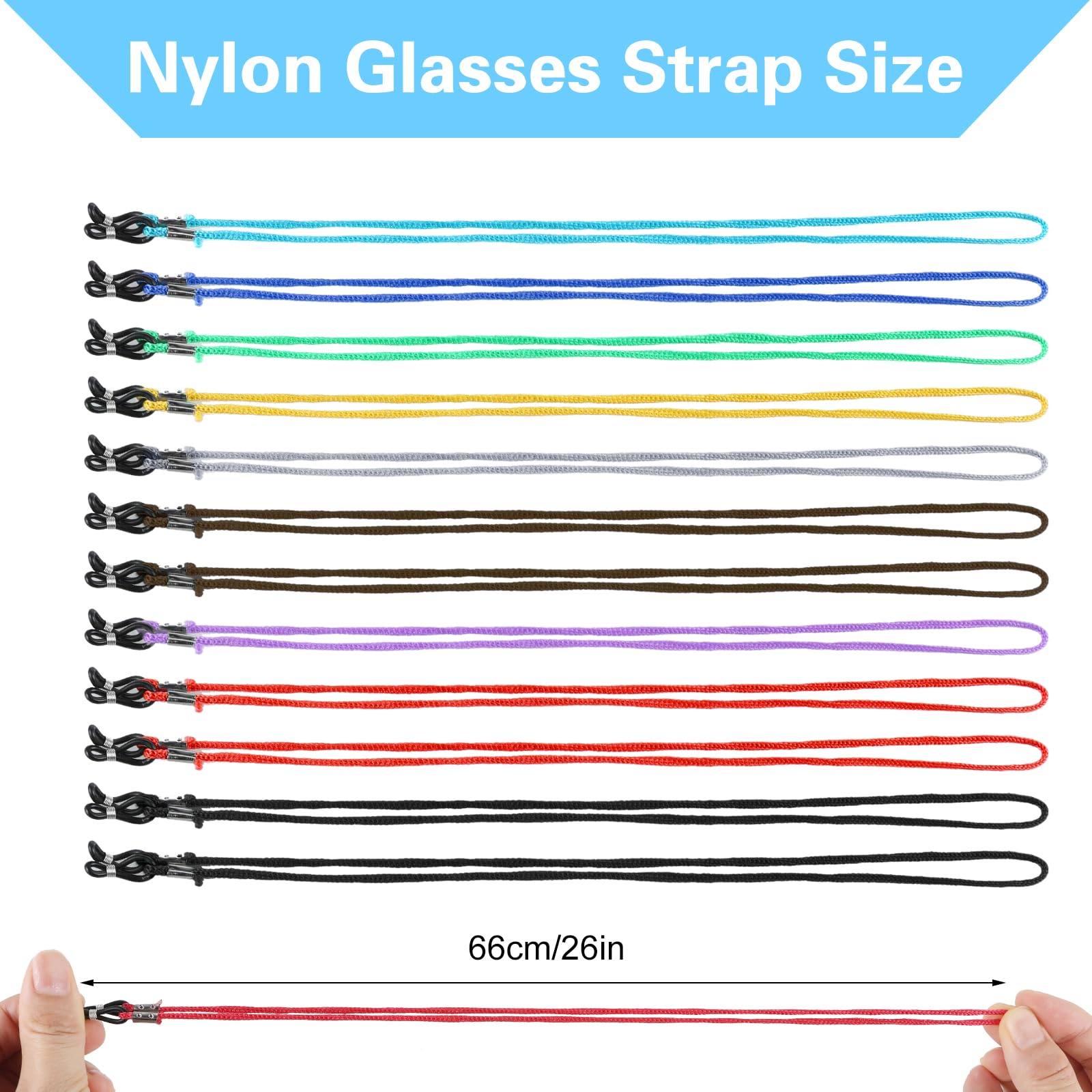 Andibro 12 Stück Nylon Brillenband, Bunt Verstellbar Brillenbänder Glasses Chain Brillenkordel für Sonnenbrillen Lesebrillen Kette Sportbrillenband Damen Herren (Mehrfarbig)