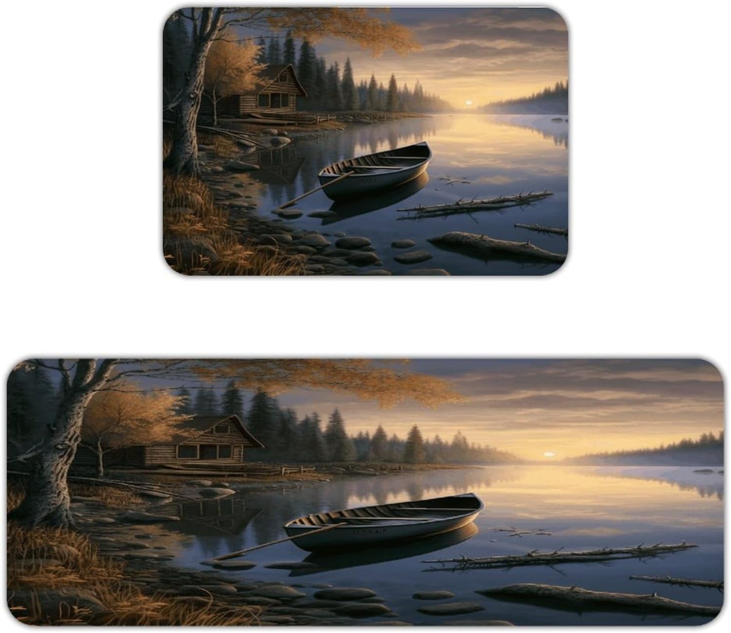 Canoe by The Water Kitchen Mat Washable Non Slip Rugs Soft Kitchen Mats for Floor Set of 2 PCS Cushioned Absorbent Runner Standing Rugs for Home Sink Laundry Office