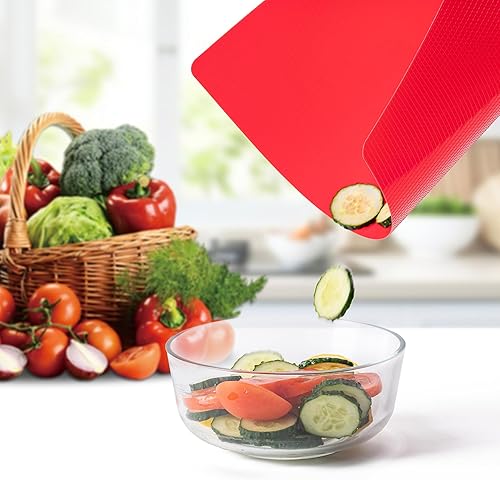 Miniatura 5 de 5 tablas de cortar flexibles, sin BPA, tablas de cortar de plástico para cocina, alfombrilla de corte antideslizante para carne y verduras