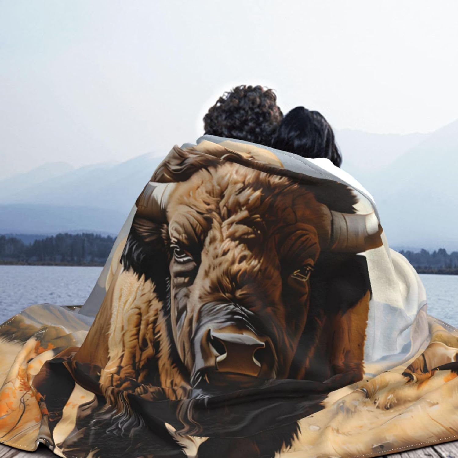 Ultra-Soft Micro Fleece Blanket 60"X50" Comfortable Lightweight Luxury Sofa Blankets Bedding Four Seasons North American Bison Herd