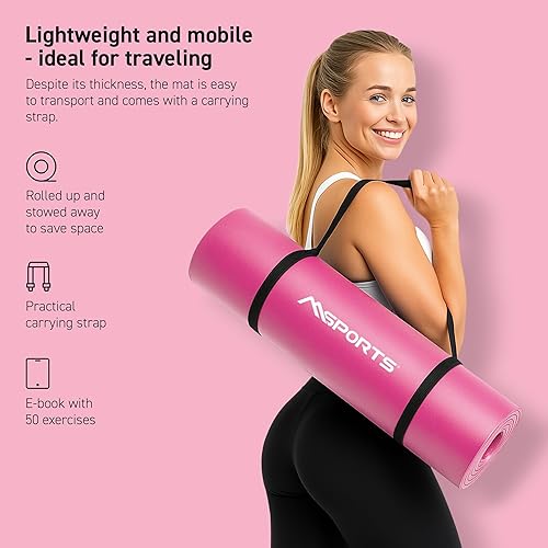 Miniatura 3 de Esterilla de yoga premium antideslizante gruesa – Esterilla de ejercicios extra cómoda para entrenamientos en casa, pilates, estiramiento y gimnasio