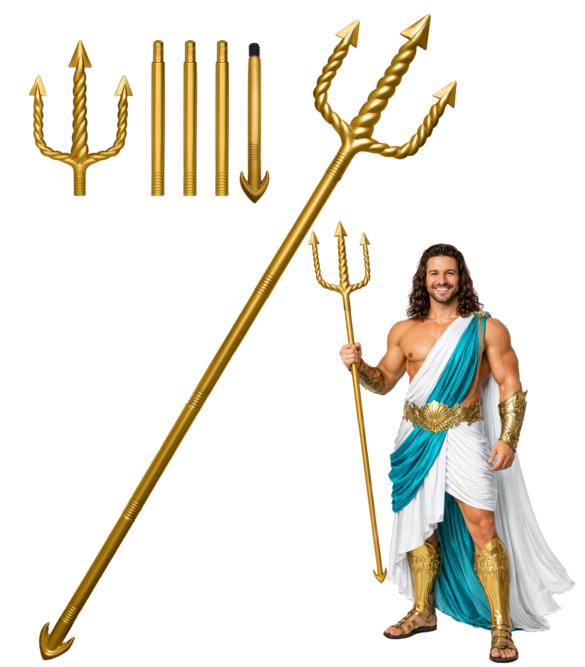 Adult 5 Pc King Neptune Trident Devil Pitchfork Staff Costume Accessory Prop