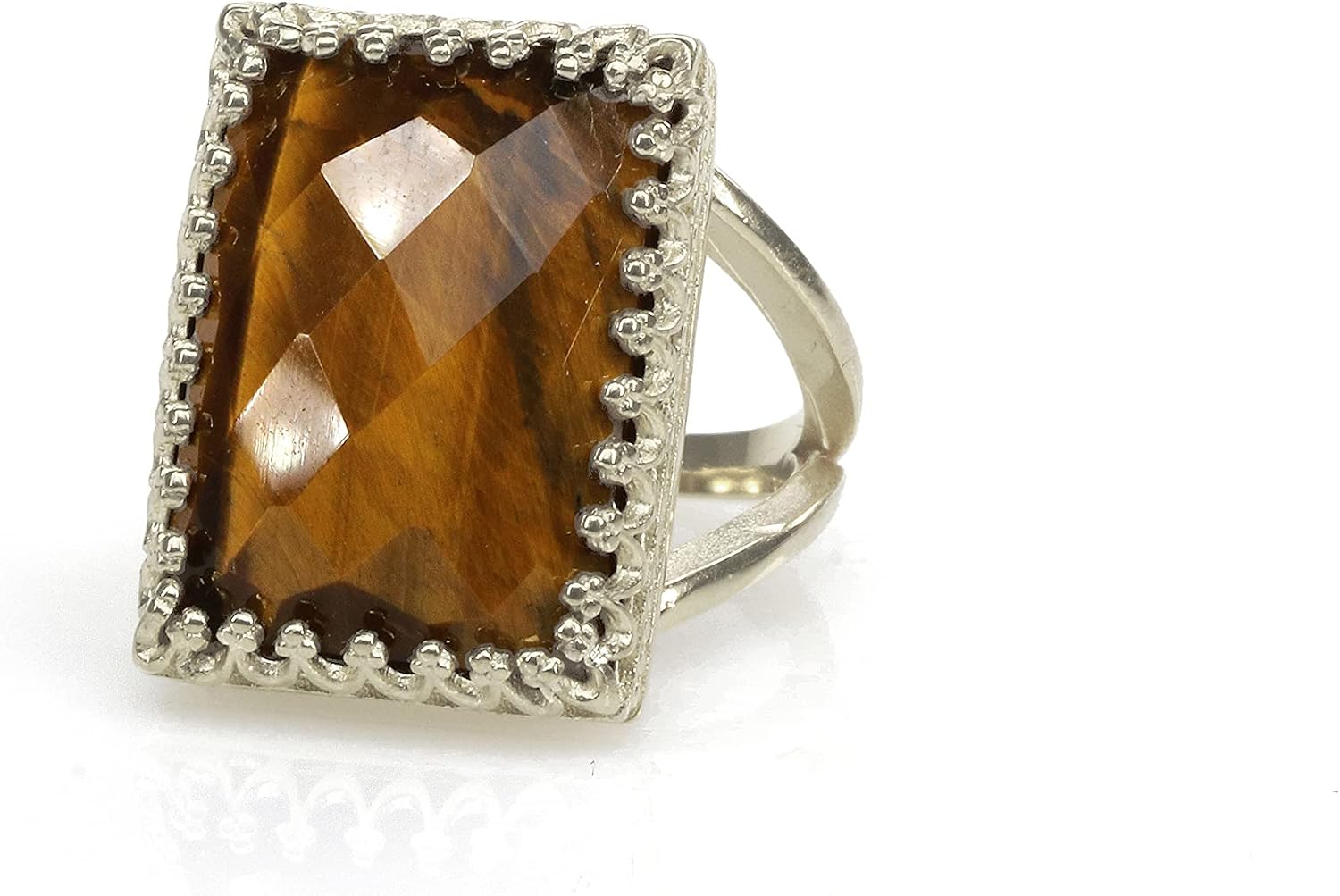 Large Gold Ring - Elegant Tiger Eye Ring - Artisan Handmade Rings for Women - Present for Mom, Sister, Best Friend - Customizable with an Engraving