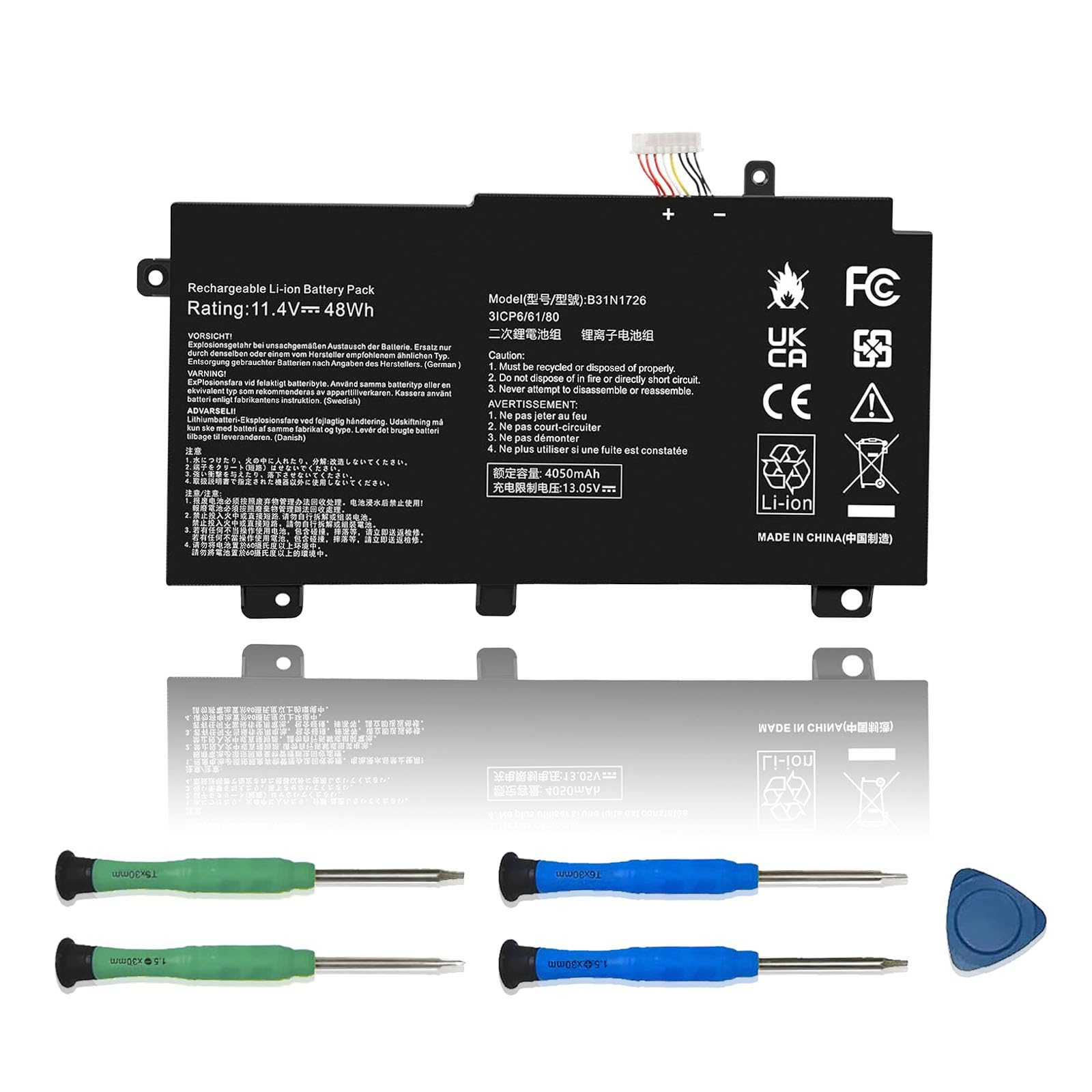 B31N1726 Laptop Battery Replacement for Asus FX80 FX86 TUF FX504 FX504G FX504GD FX504GE FX504GM FX505 FX505DT FX505DV FX505DU A15 FA506IU A17 FA706II B31BNEH B31BN91 Series 11.4V 48Wh 4240mAh