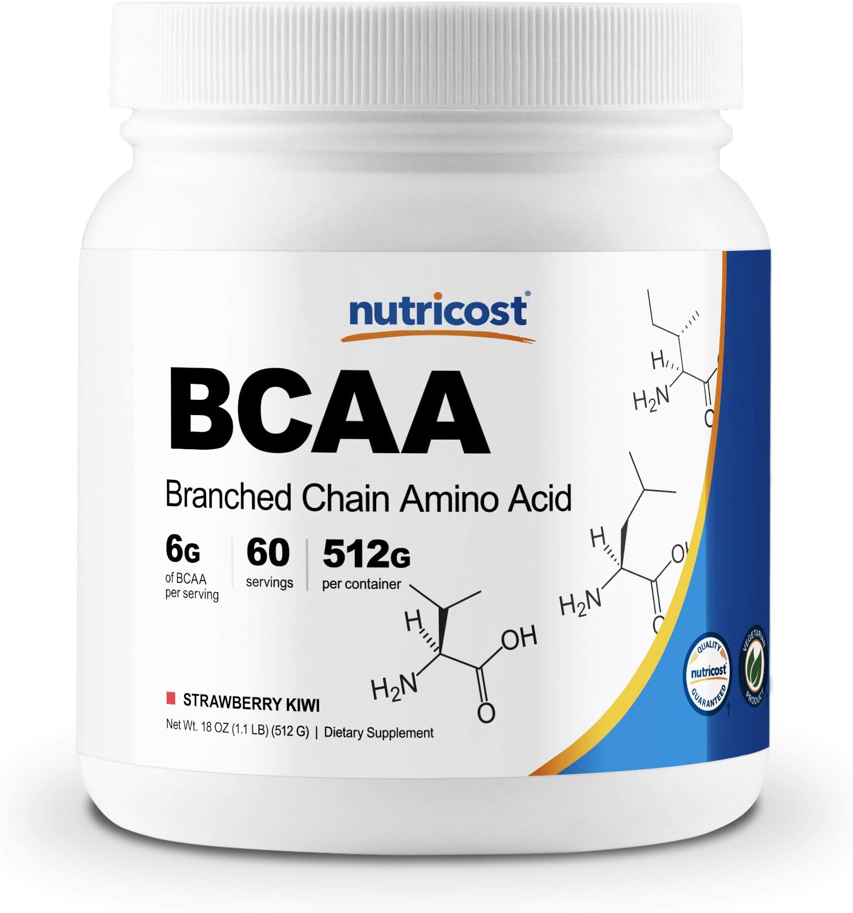 Nutricost BCAA Powder- 2:1:1 (Strawberry Kiwi) 60 Servings