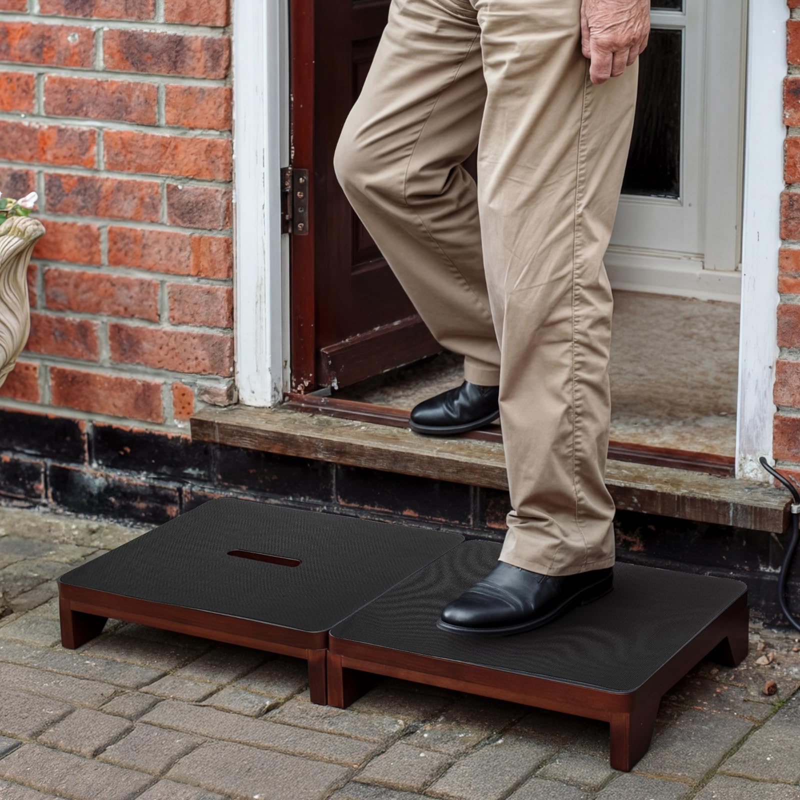 Photo 1 of Extra Wide 31.4" Wooden Step Stool – 2 Pack One Step Stool for Adults Seniors 2-in-1 with Non-Slip Rubber Surface – Holds up to 500 Lbs for High Beds Bedroom Bathroom Kitchen Outdoor(3.5 Inch)