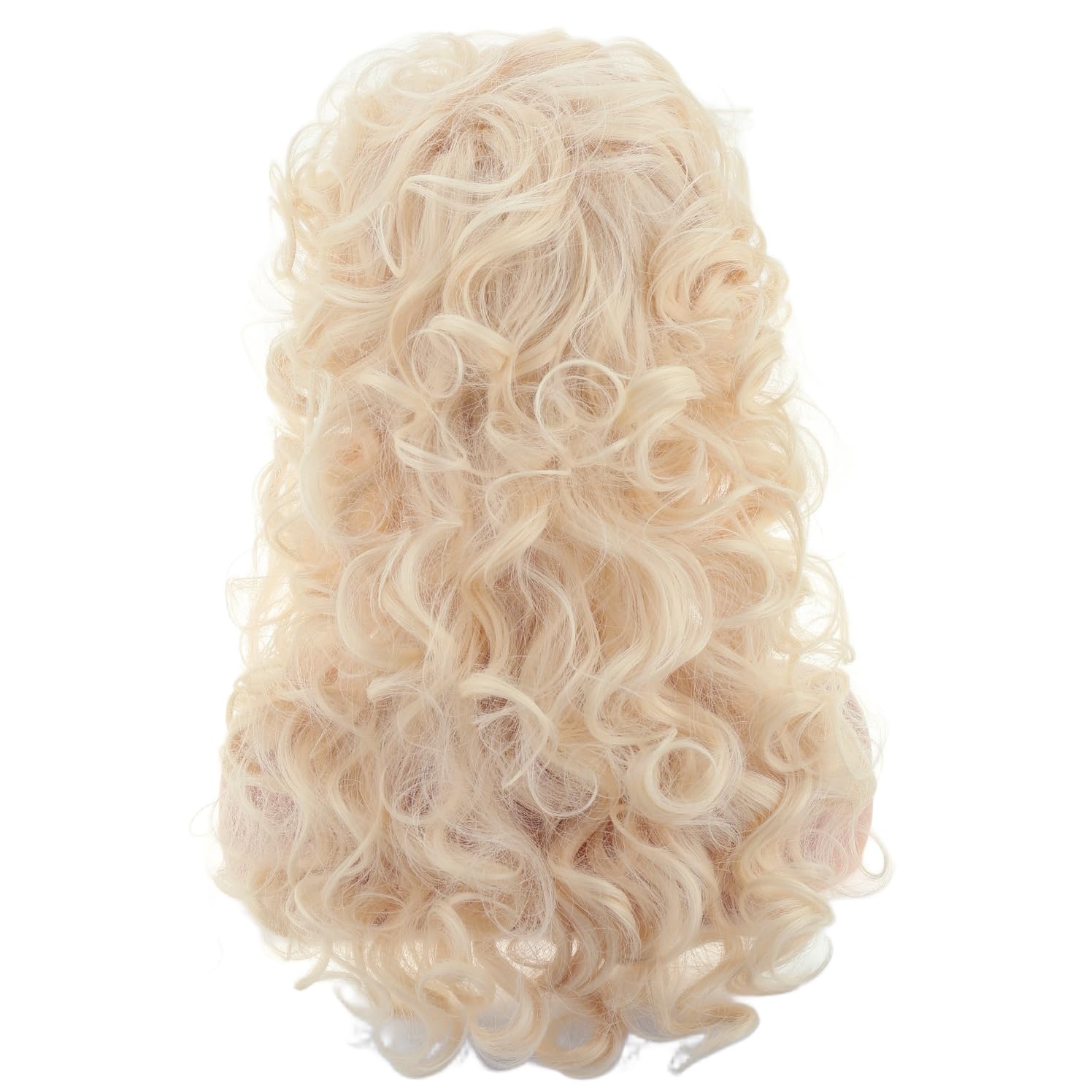 MAGQOO 80s Long Curly Vintage Blonde Cosplay Wig with Bangs 60s 70s 80s Queen Disco Beehive Wig for Women Halloween Cosplay Costume Wig