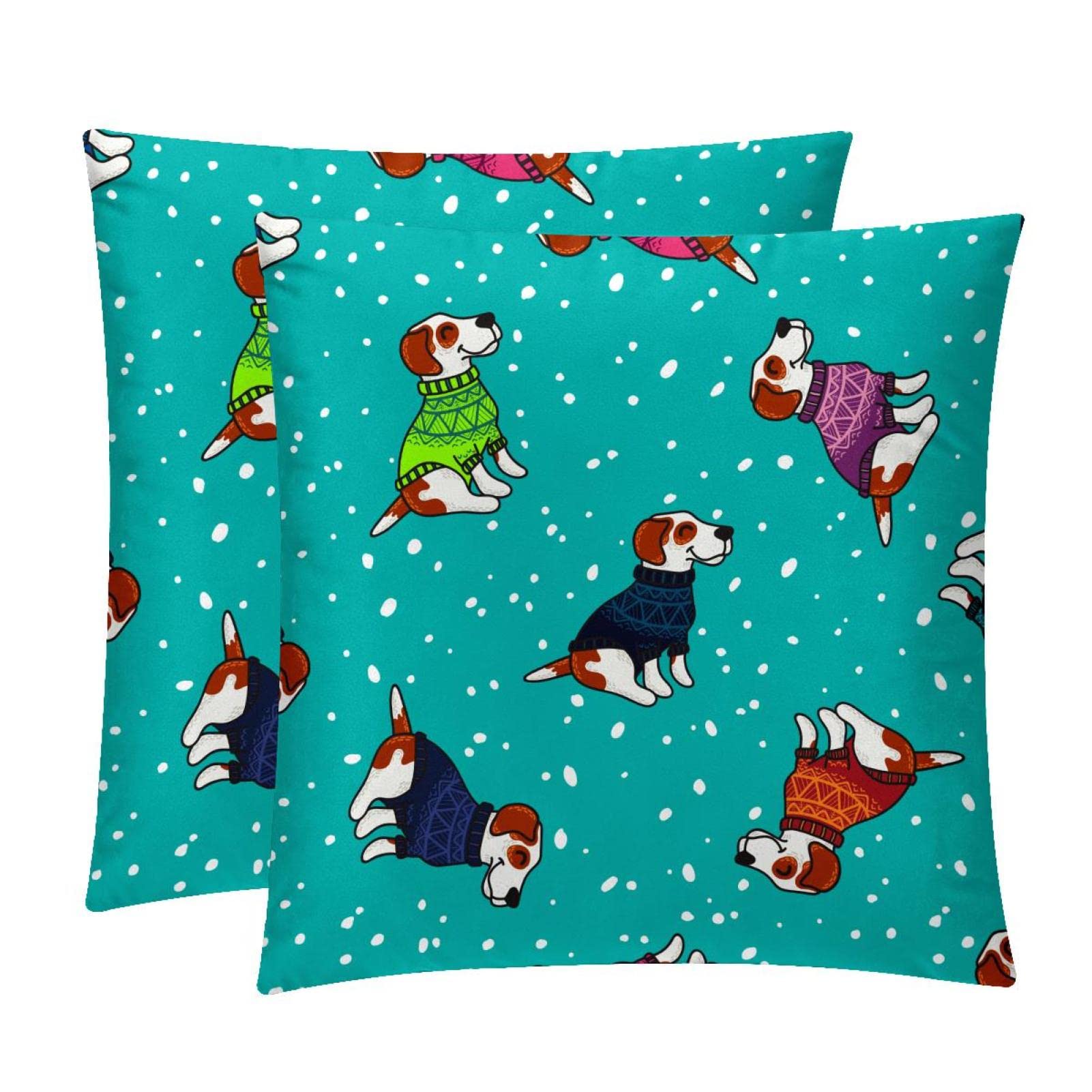 Housses de coussin lombaire rectangulaire taie décorative chien dessin animé x2