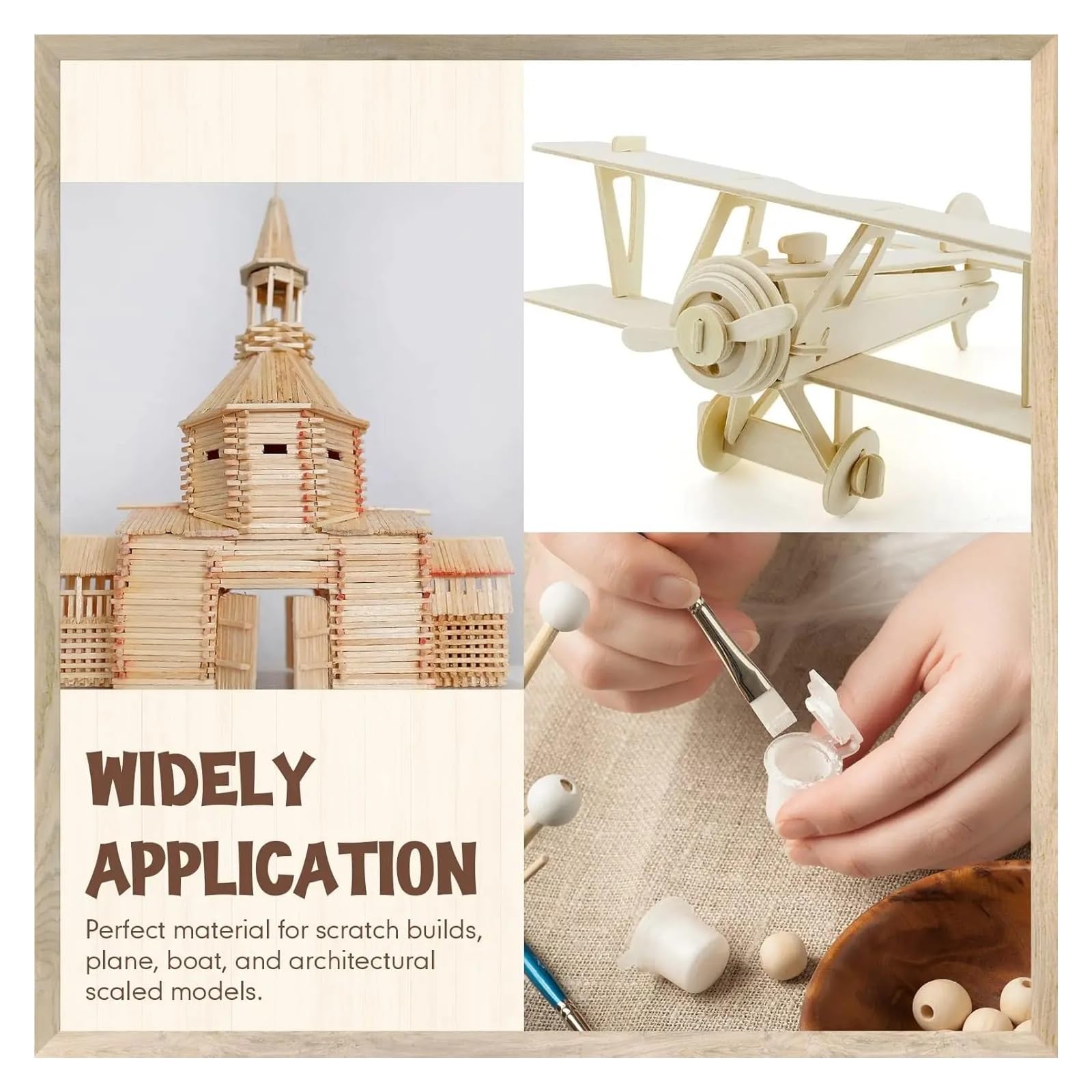 100er-Pack quadratische Dübel aus Balsaholz for DIY-Bastelarbeiten an Puppenhausmodellen