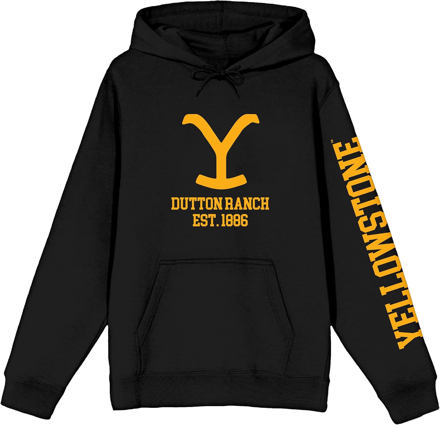 Bioworld Yellowstone Dutton Ranch Est. 1886 Long Sleeve Black Adult Hooded Sweatshirt