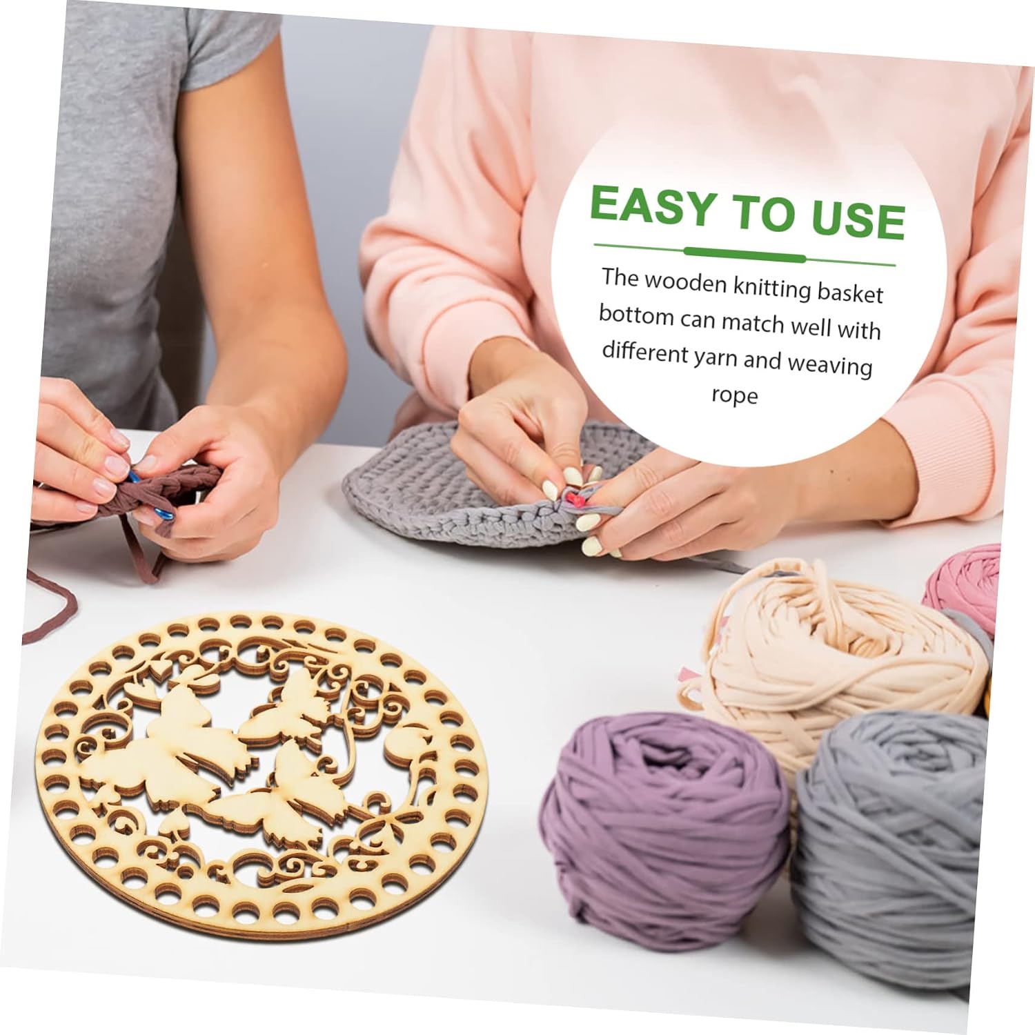 Wooden Basket Base for DIY Crochet Shoulder and Bucket Bags 2Pcs