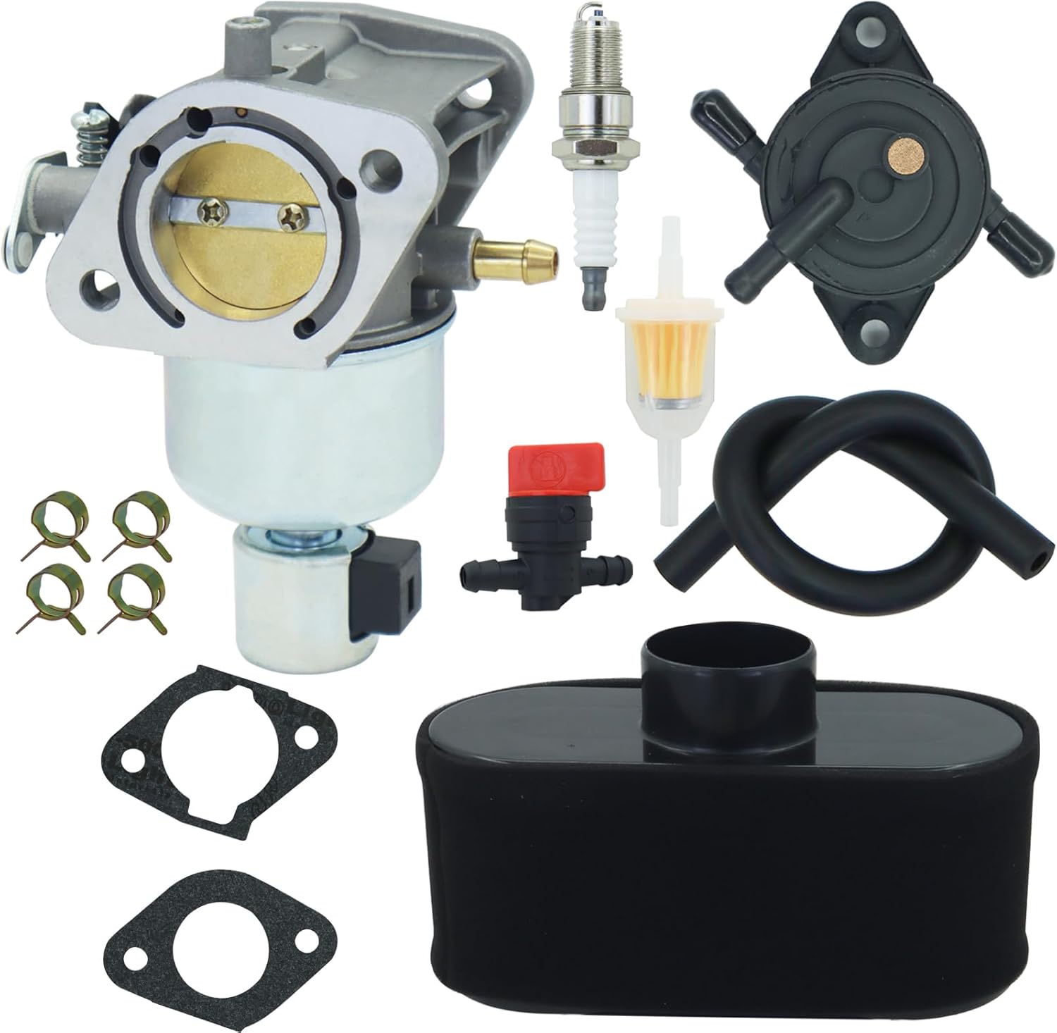 15004-0985 Carburetor Replaces for Kawasaki 15004-0984 15004-0986 15004-0826 15004-0829 15004-7063 Fits For FR691V FS691V FR651V FS730V 2-Cylinder 4-Stroke Models with Fuel Pump Air Filter