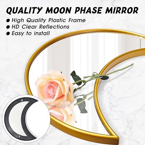 Miniatura 3 de Juego de espejos de fase lunar 100% de cristal, decoración natural escandinava, decoración de pared bohemia para el hogar, sala de estar,