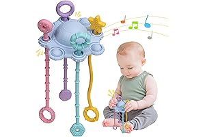 Montessori Sensory Pull String Baby Toy with Built-In Rattle
