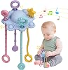 Montessori-Ziehspielzeug für Babys – Frühförderungsspielzeug aus lebensmittelechtem Silikon – Feinmotorik-Spielzeug für unterwegs – Montessori-Geschenkidee(Blau)