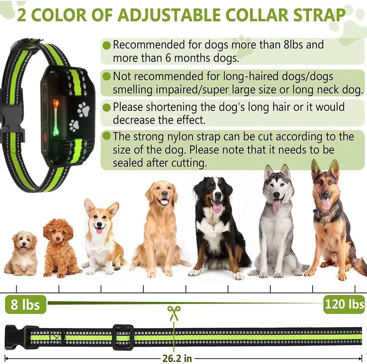 Dog Bark Collar- Rechargeable Collar- Humane, Optional No Shock Barking Collar- with Vibration & Beep- Bark Collar for Small, Medium & Large Dogs- Anti Barking Collar (Orange)