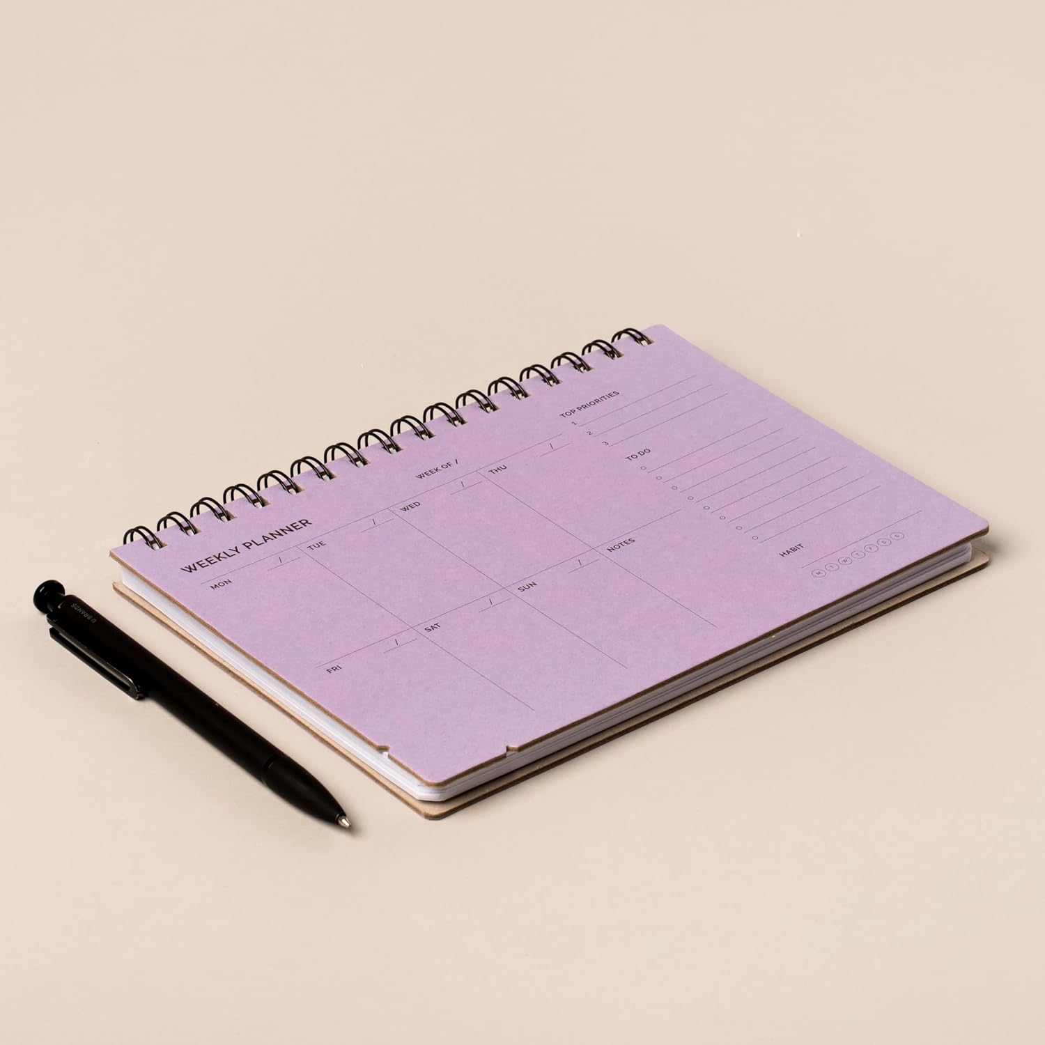 Undated Weekly Planner Notebook - Spiral Bound, 60 Pages, 5.75 x 8.5" (A5 size), Purple Cover image 2
