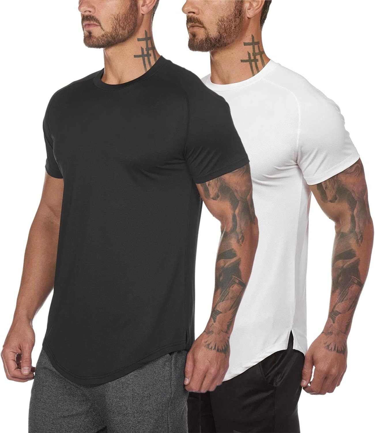 Mens Gym Workout Slim Fit Short Sleeve T-Shirt Cotton Performance Athletic Shirts Running Fitness Tee Loungewear