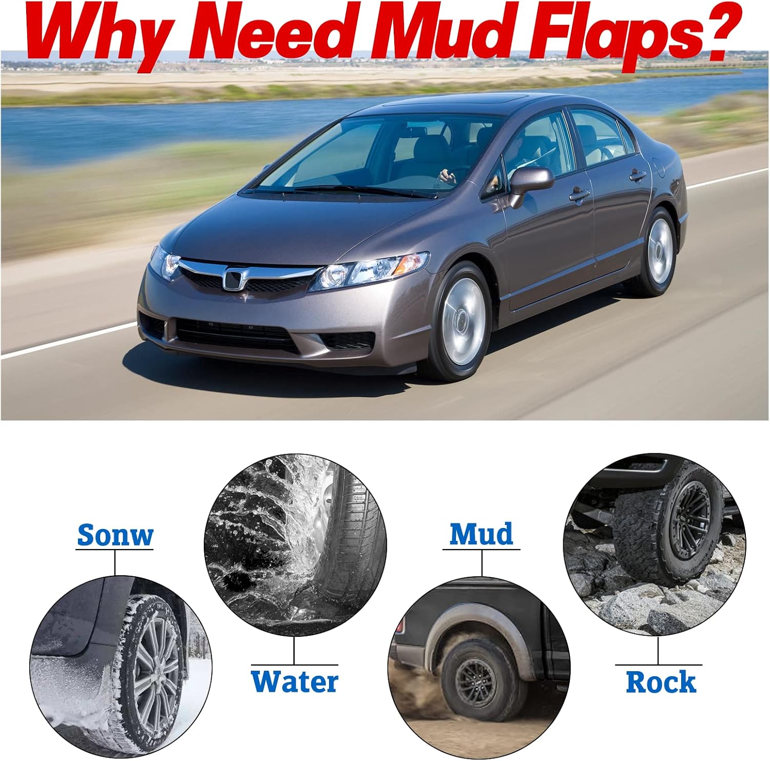 BDFHYK Mud Flaps Splash Guards 4PCS Front & Rear Side Mud Guards Compatible with Honda Accord 2003-2007 (Sedan Model Only) Without OEM Fender Flares