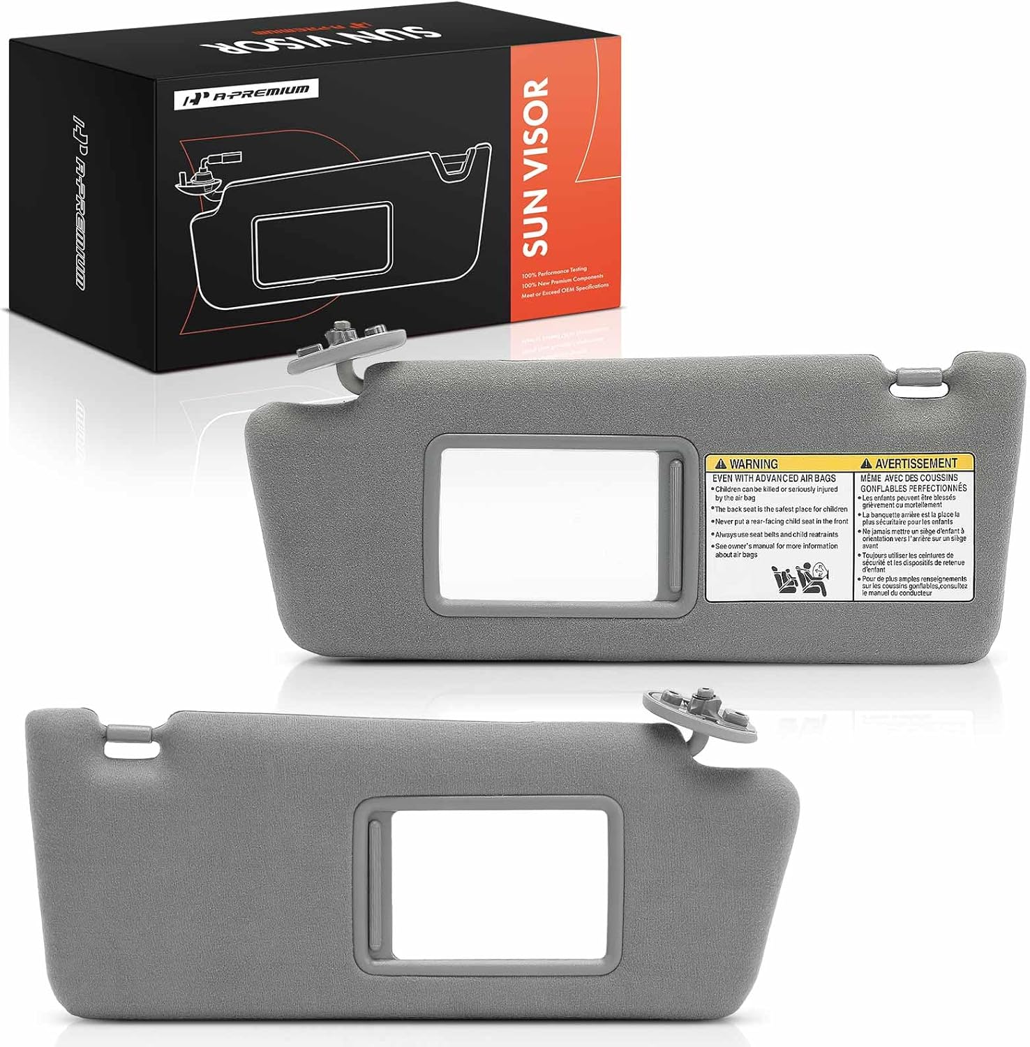 A-Premium Driver & Passenger Sun Visor Compatible with Toyota Tacoma 2005-2015 - Without Vanity Light, with Vanity Mirror, with Sliding Extender, Replaces 74320-04181-B1, 7432004181B1