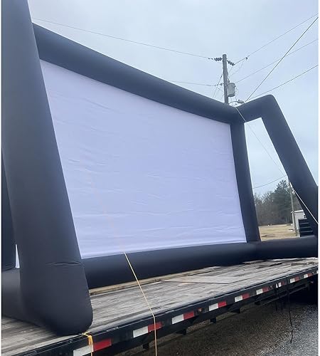 Miniatura 7 de Fitnessandfun Pantalla de cine inflable de 25 pies para exteriores, soplador de cine al aire libre, pantalla de proyección portátil frontal y