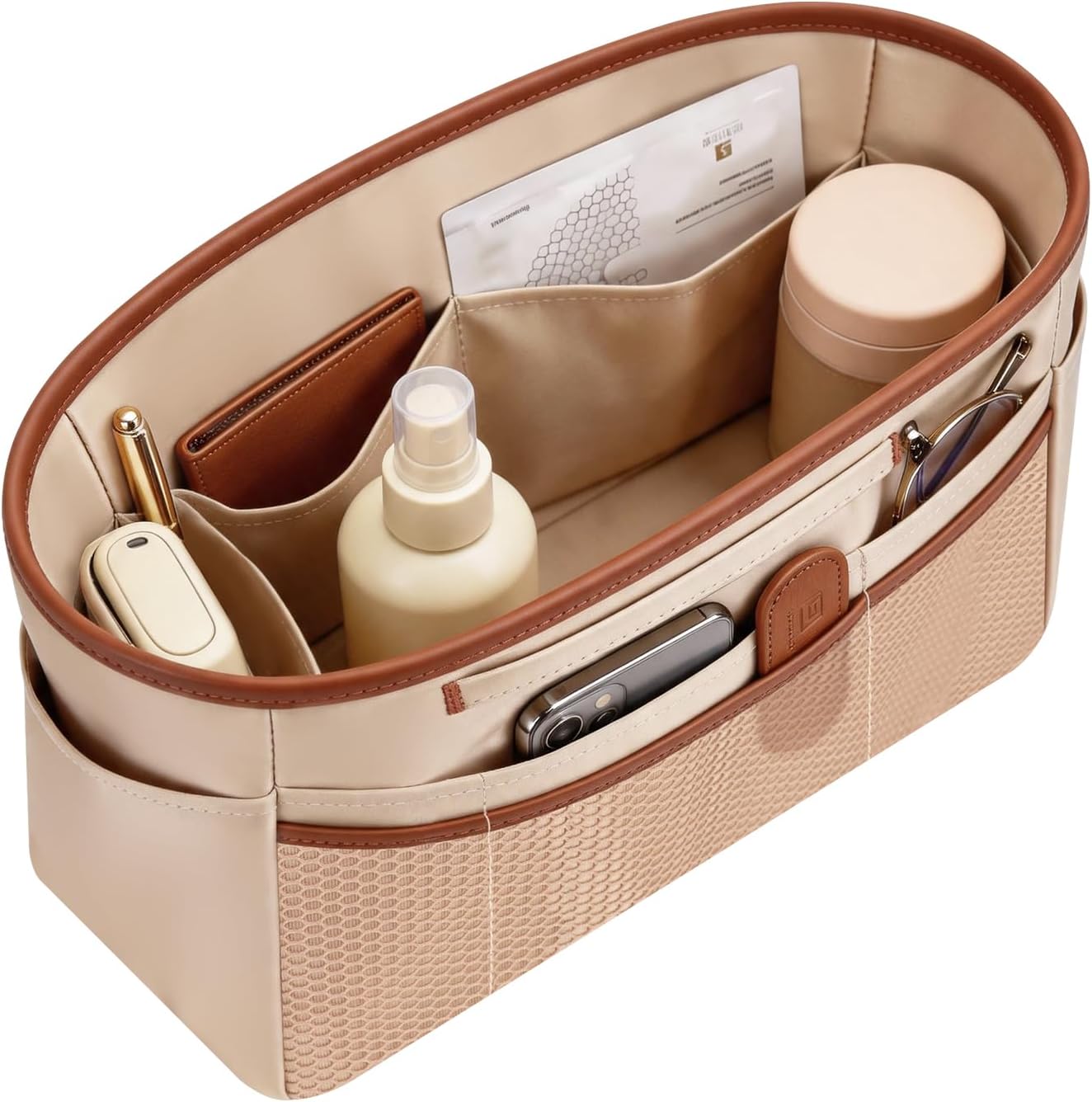 GIVLEFLY Purse Organizer Insert for Tote Bag, 9.84 Inch Satin Bag Organizer, Multi Pocket Handbag Organizer for Everyday Totes