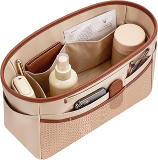 GIVLEFLY Purse Organizer Insert for Tote Bag, 13.78 Inch Satin Bag Organizer, Multi Pocket Handbag Organizer for Everyday Totes