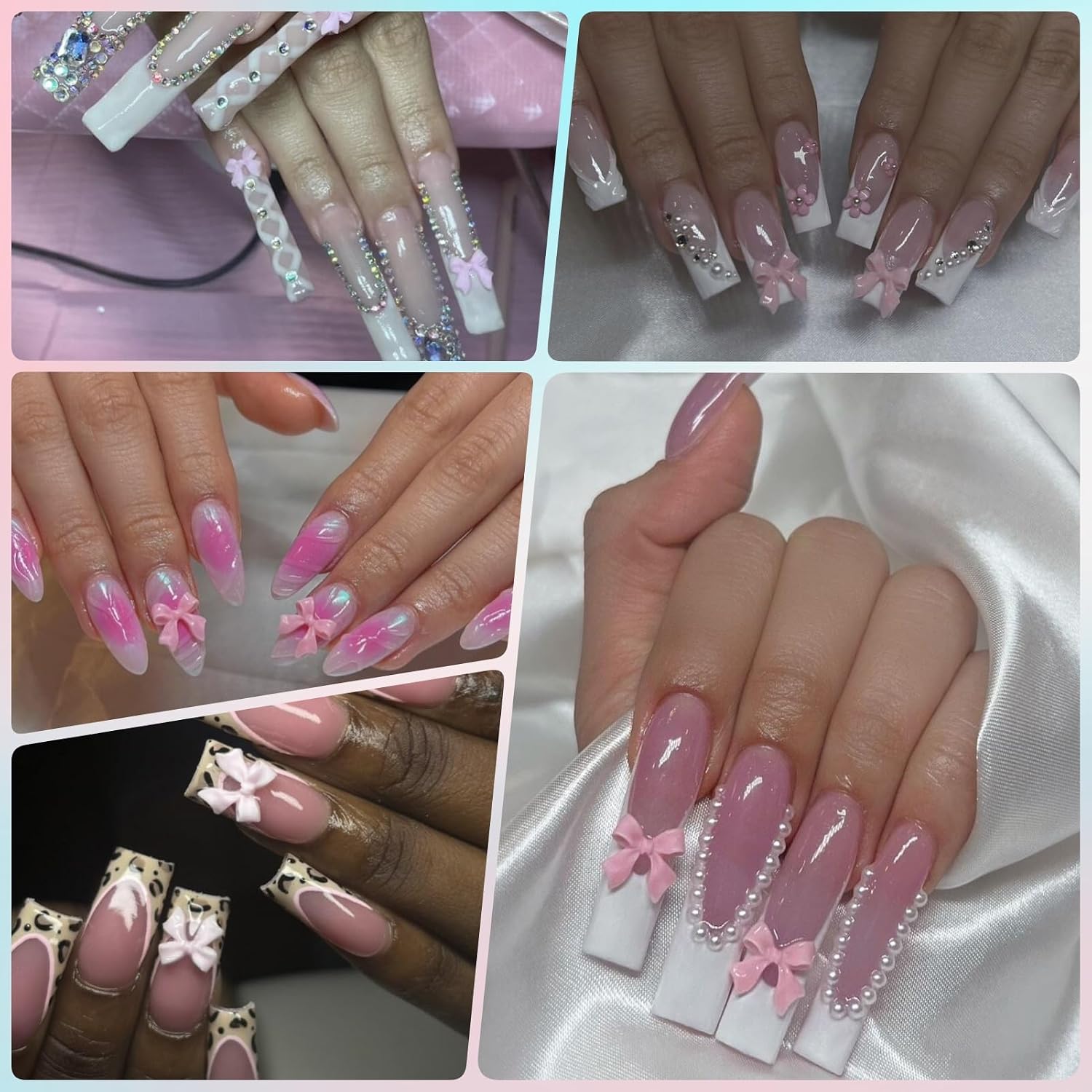 Bow Nail Charms, 3D Nail Charms Bulk for Nail Art Charms and Y2K Charms for Nails Design