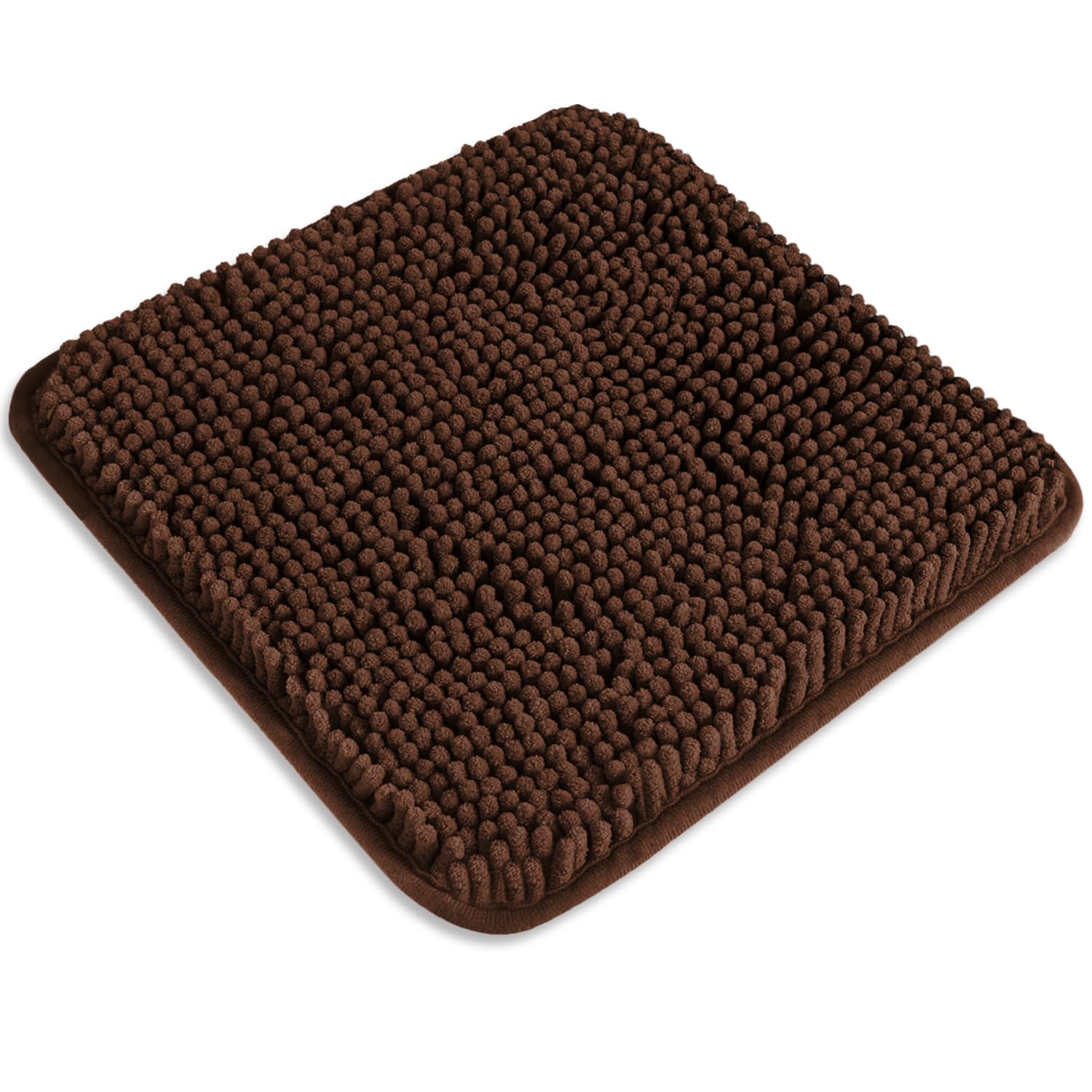 PureSwan Small Bathroom Rug 12"x12" – Washable and Absorbent Bath Mat, Non Slip, Thick Soft Chenille Bath Rugs for Bathroom, Shower, Sink, Dog mat(Brown) — image 1