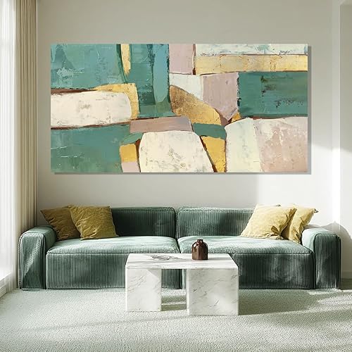 Miniatura 6 de ZENPEE Arte de pared grande verde y blanco, arte abstracto de pared, cuadros para Sala Elegantes y Modernos, decoración de pared para sala de estar