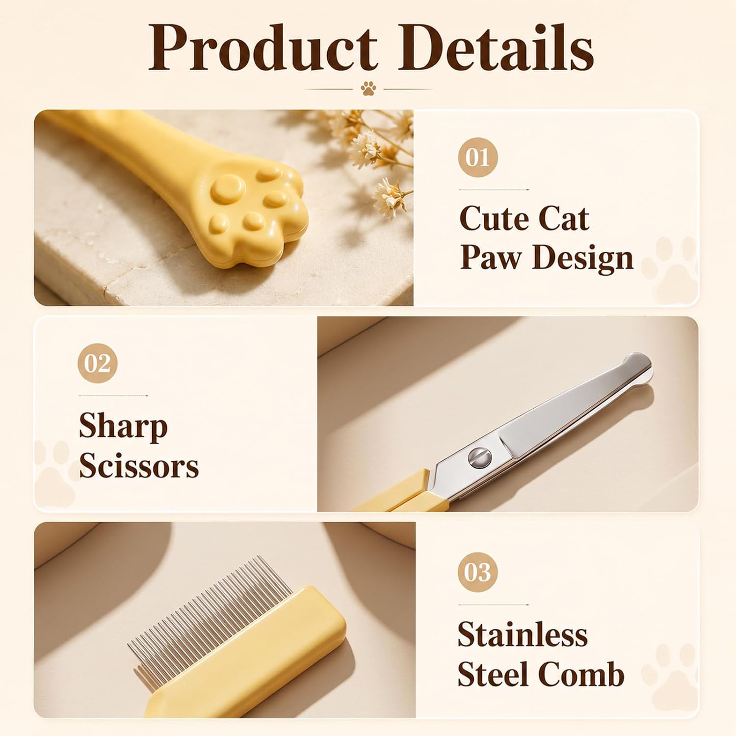 2 Pack Stainless Steel Dog Eye Comb Dog Tear Stain Remover Comb image 3