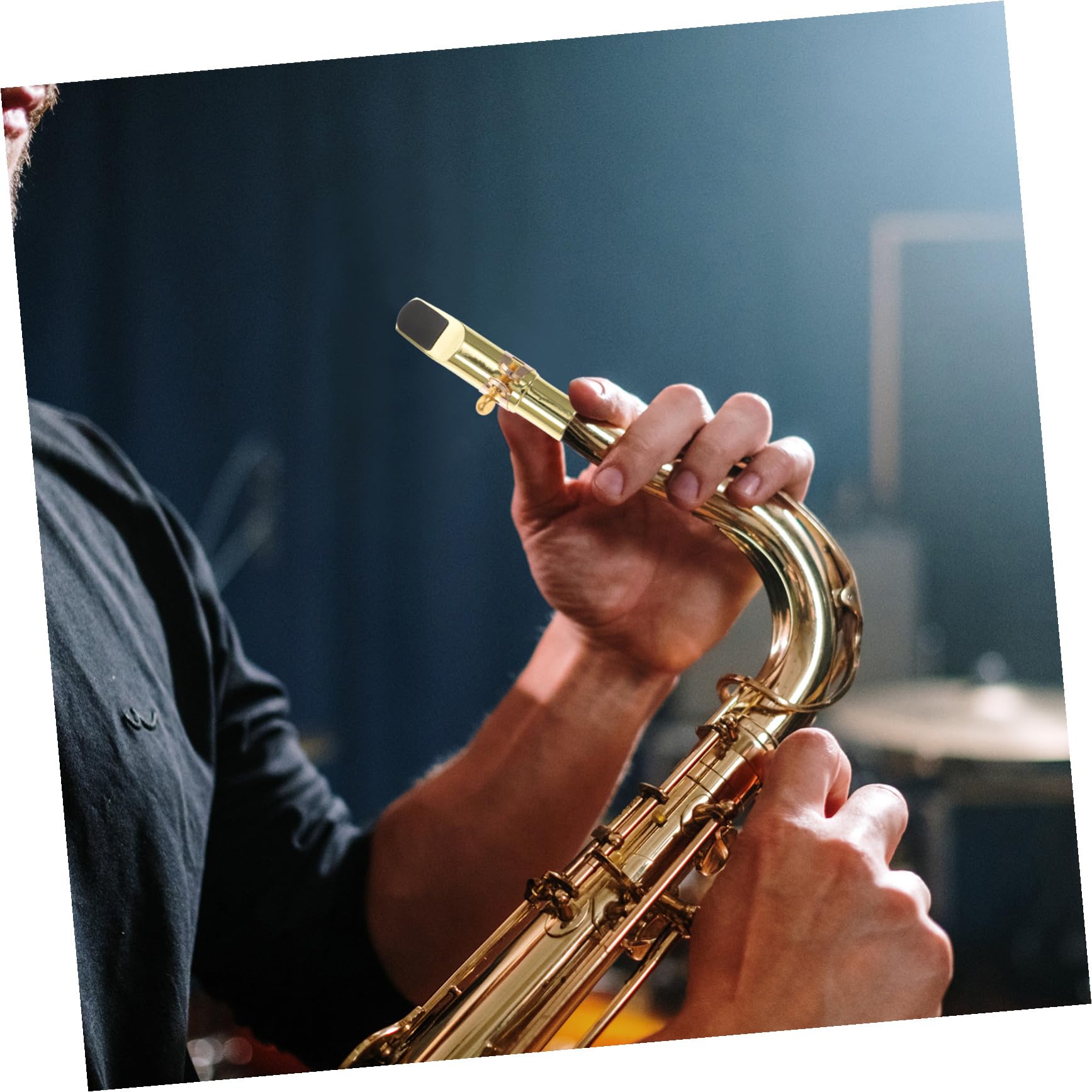 Bocchino Sax Oro in Metallo e Legno, Accessorio per Sassofono | Legatura Robusta e Antiusura, Design Semplice e Creativo, Set con Fermo per Ancia