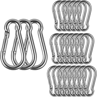 Oungy 24 PCS Spring Snap Hooks 304 Stainless Steel Carabiner Clips M4 1.57 Inch Heavy Duty Carabiner Clips Quick Link Small Carabiner Clips for Indoor & Outdoor Camping Camping Hiking