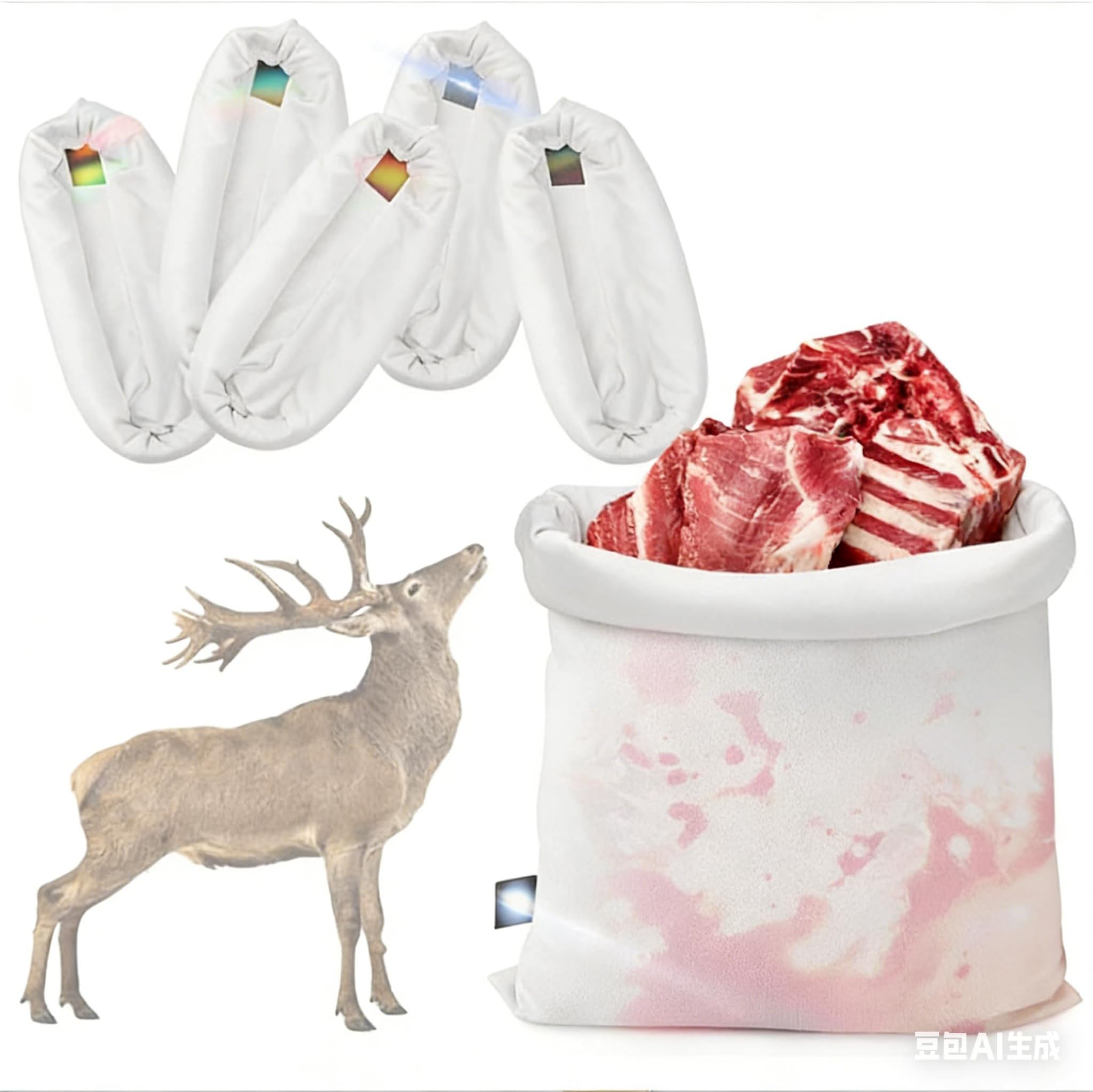 Elk Game Bags 5 Pack ，Breathable Meat ，Reusable Heavy-Duty Hunting for Various Hunting Wild Animals, Including Elk, Deer, Caribou and Goose - 4 Pack 48" & 1 Pack 28"