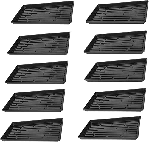 Bandeja de plástico resistente para plantas sin agujeros, color negro, 10 x 20 pulgadas (paquete de 1)