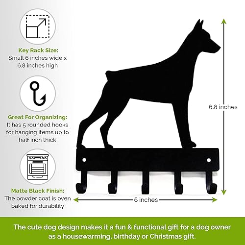 Miniatura 7 de Doberman - Llavero para pared, pequeño de 6 pulgadas de ancho con 5 ganchos, fabricado en Estados Unidos