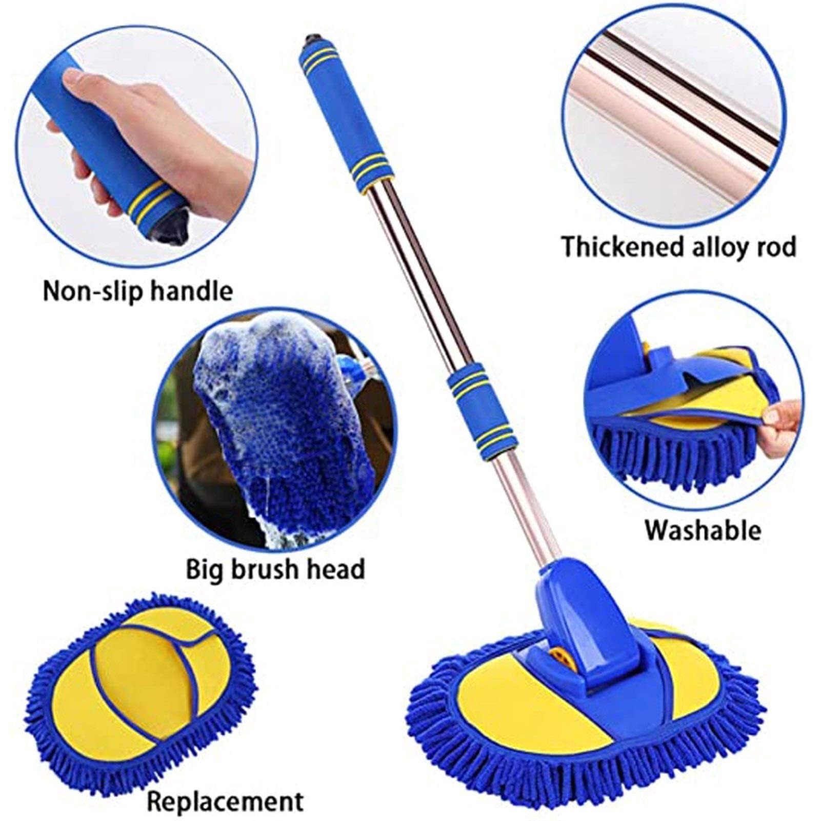 PENGQ Car Wash Mop, Auto di rimozione Polvere, Autolavaggio Forniture Pennello, con la Maniglia a Scomparsa, Che Non lasci residui e AntiGraffio Spazzola di Pulizia for Pulizia