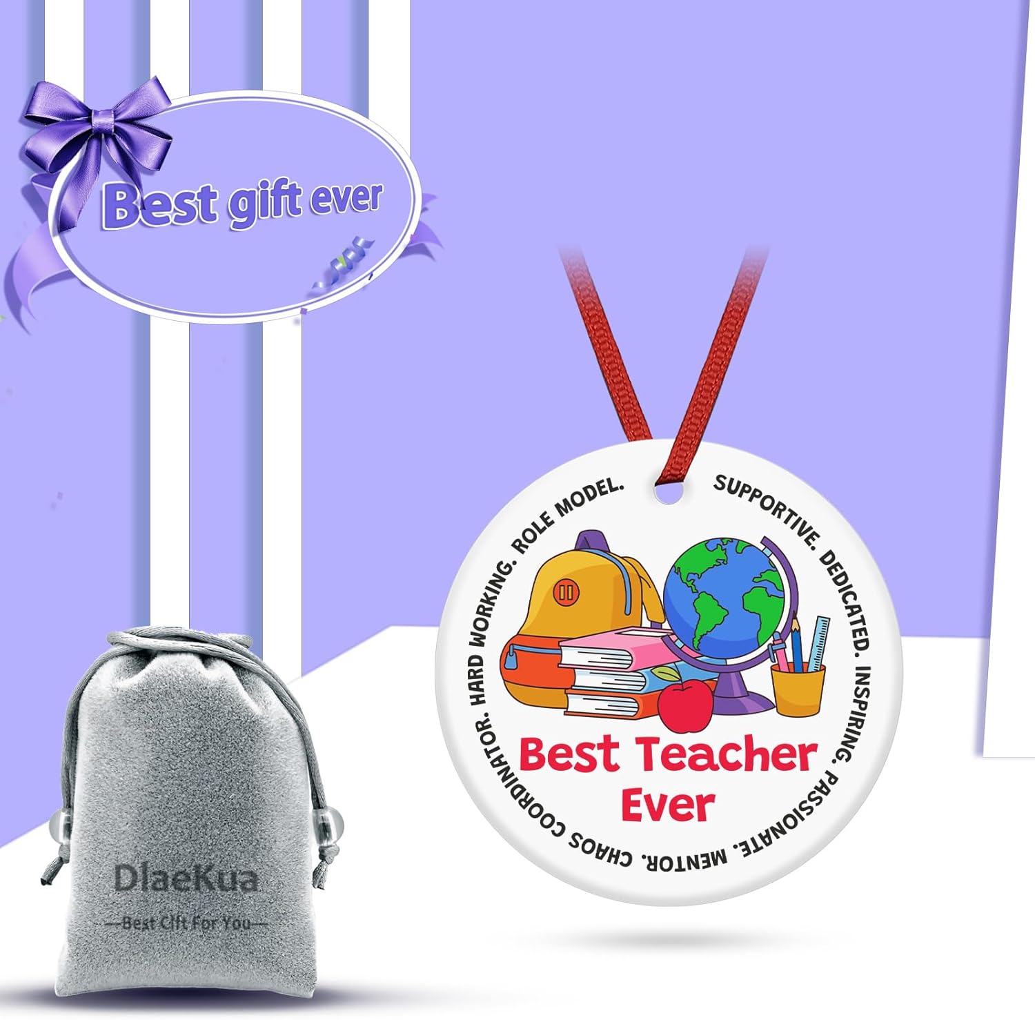 Teacher Ornaments for Christmas Tree Teacher Gifts for Christmas Birthday Retirement Gift Teachers Appreciation Gifts for Women Men Thank You Gift Xmas Ceramic Keepsake Xmas Ornaments for Coworker - Image 7