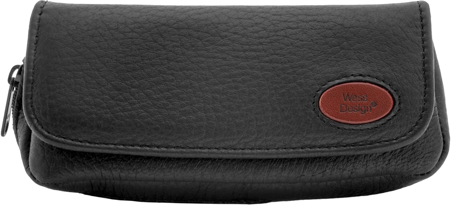 Deer K14 Combo Pipe / Combo Bag (Small Pipe) - Finnish Deer Leather - 145 x 65 mm - Tobacco / Accessory Compartment - Rubber Lining - Made in Germany