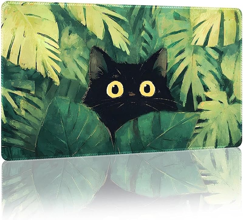 Fantasy Game Mat Compatible with MTG, TCG – 24”x14” Playmat with Stitched Edges for Trading Card Games, Board Games & Desk Use(Leafshade,No Game Zones)