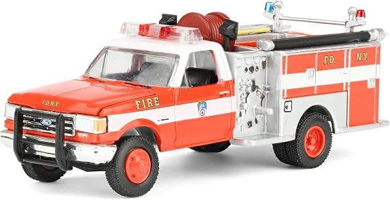 Greenlight 1/64 1987 Ford F-350 Mini Pumper Fire Truck, FDNY 160th Anniversary, Hobby Exclusive 30550