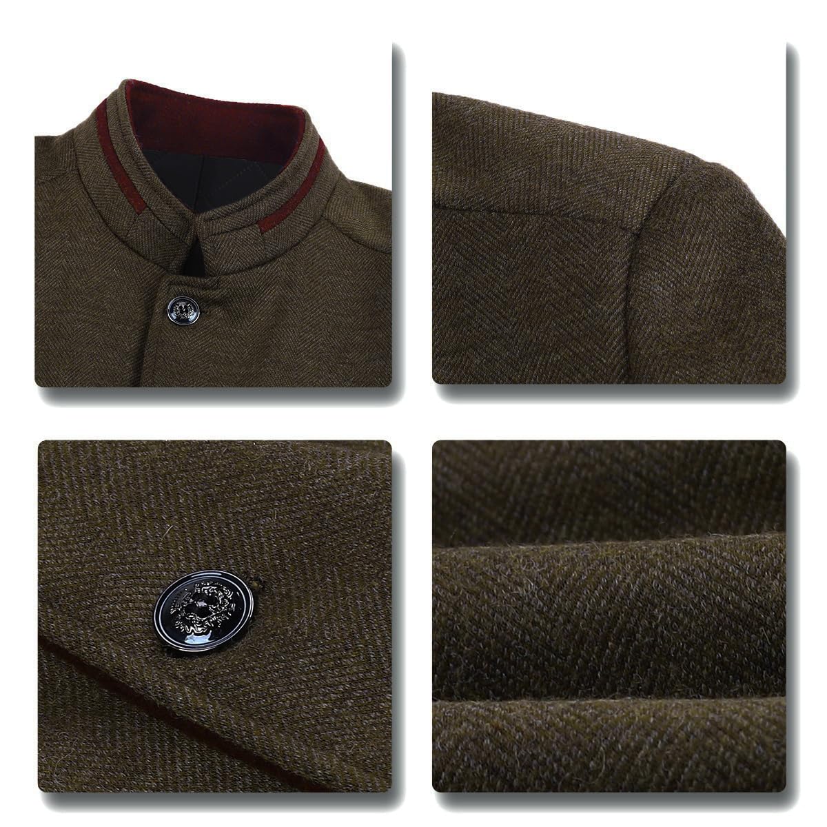 Allthemen Manteau Homme d'hiver Caban Court Slim Fit Col montant d'affaires sans Repassage Casual